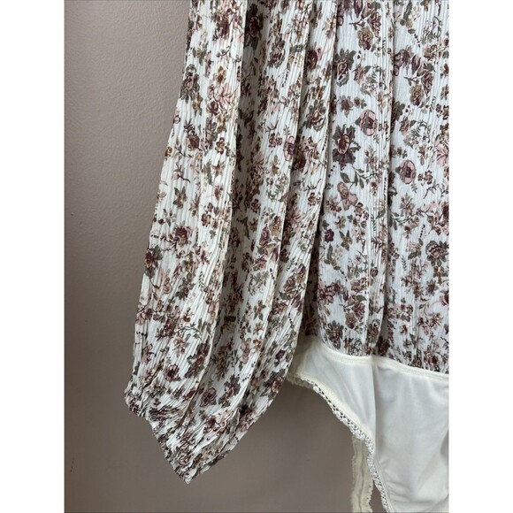 Free People Women’s M Floral Off The Shoulder Smocked Bodysuit Top - Picture 2 of 8